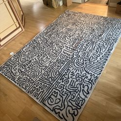 Keith Haring x Ruggable Rug 6x9 Freestyle Black & Ivory Flatwoven Rug