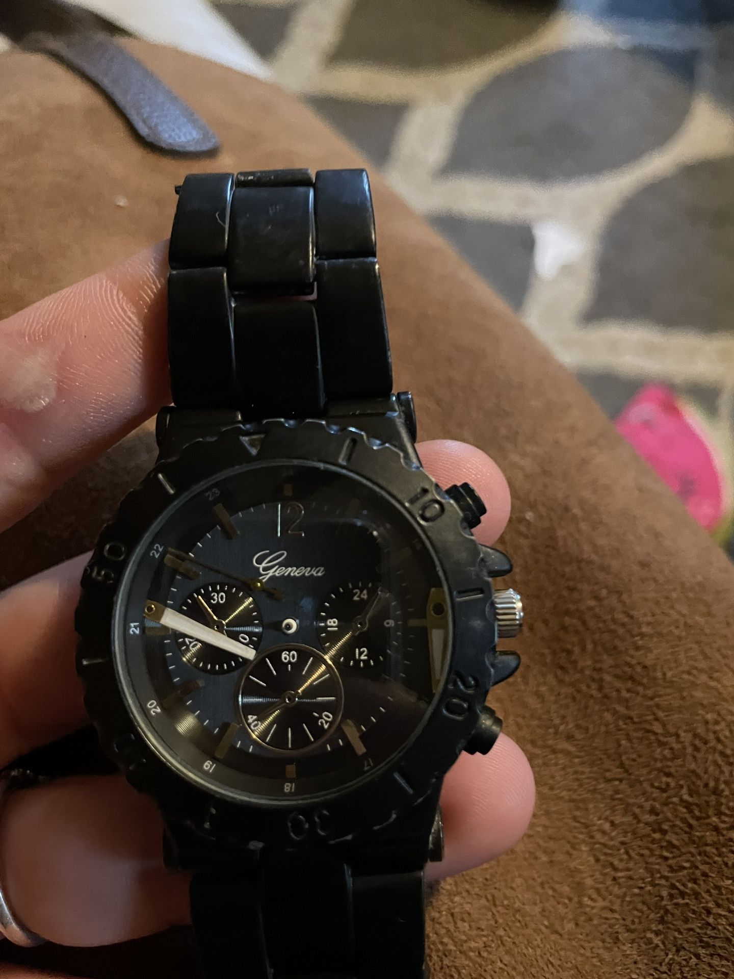 Geneva Black And Gold Watch 