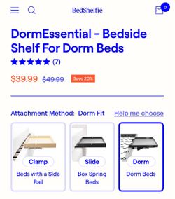 BedShelfie DormEssential Bedside Shelf for Dorm Beds