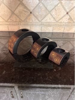 Arched wooden candle holders