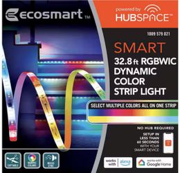 32.8 ft. Smart RGBWIC Dynamic Color Changing Dimmable Plug-In LED Strip Light Powered by Hubspace