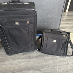 Carry on luggage with small cooler/lunch bag combo.