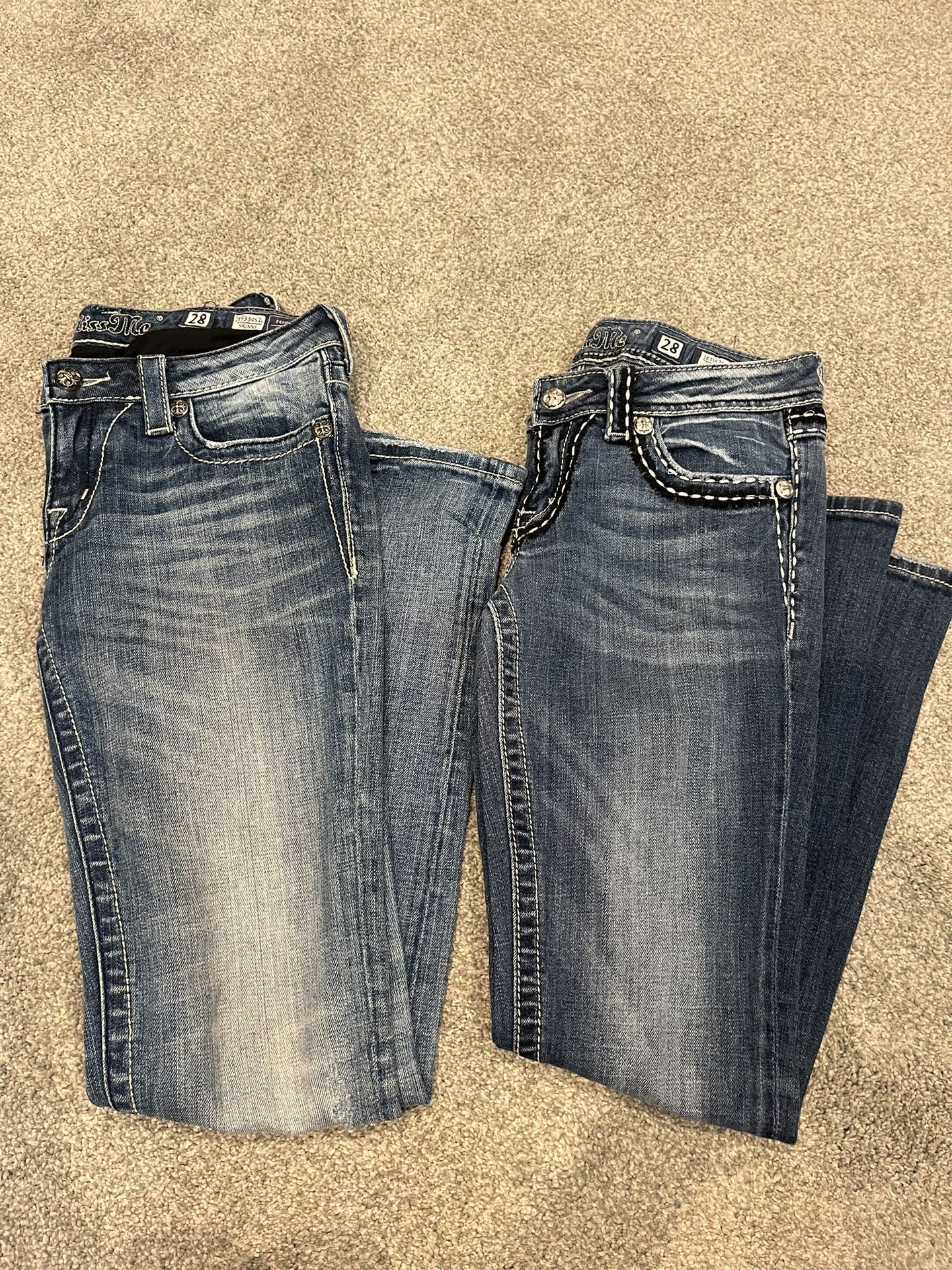 Lot 2 Womens MissMe Blue Jeans - Size 28