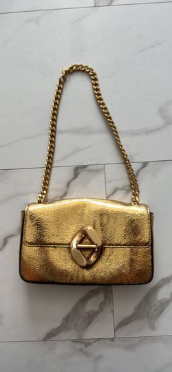 REBECCA MINKOFF The G Small Metallic Leather Shoulder Bag In Gold