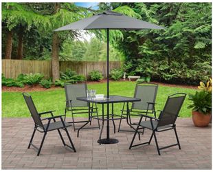 Set of 6 Outdoor Dining Set with Umbrella