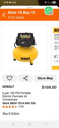 6 gal. 165 PSI Portable Electric Pancake Air Compressor