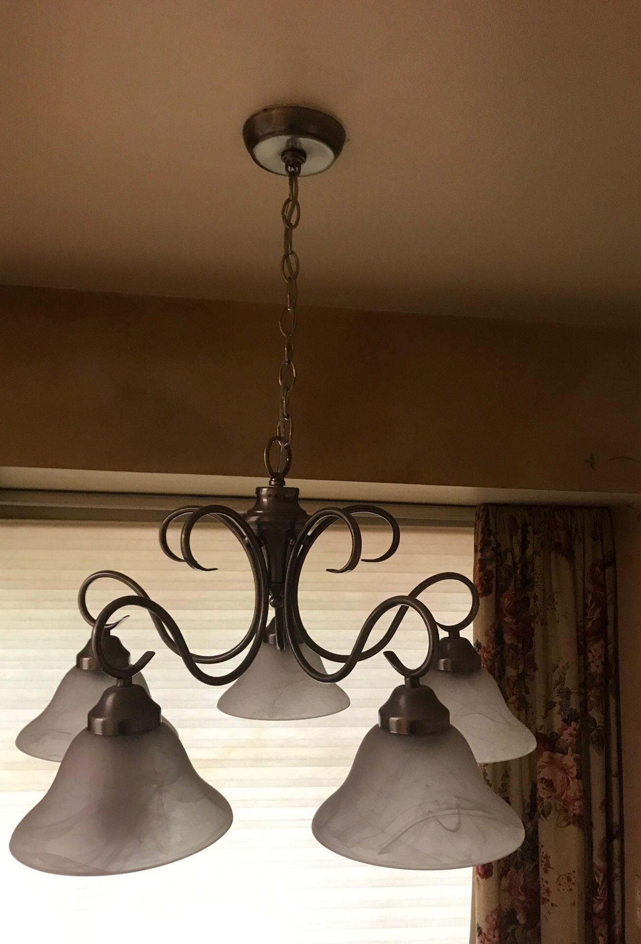 Glass shade chandelier