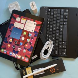 Apple IPad 9th Generation (10.2” Retina /Touch ID /IOS 18/ 2021 Model) 64GB with Pen, Keyboard  & Accessories 