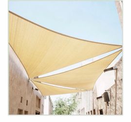 olourTree 28' x 28' x 28' Beige Triangle CTAPT28 Sun Shade Sail Canopy Mesh Fabric UV Block UPF50