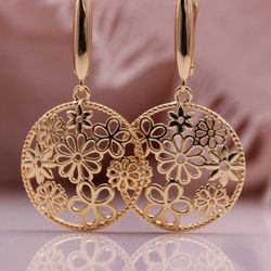 Flower Big Round Long Earrings for Women