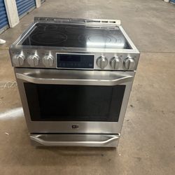 30”Lg Instaview 5 Burner Air Fry Convection Electric Stove Stainless Steel