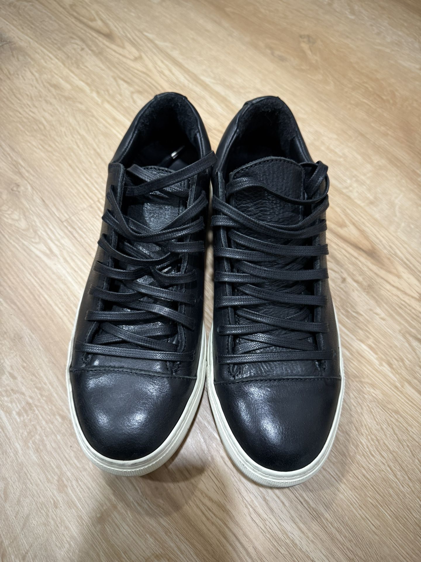 John Varvatos Men's Reed Leather Low Top Sneakers Black size 7.5