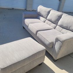 Grey Couch and Ottoman West Elm