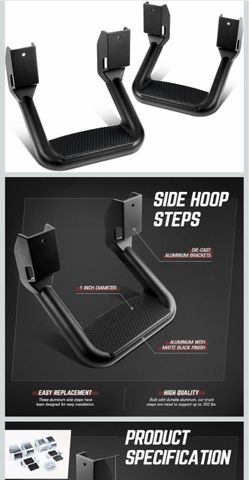 Aluminum Side Hoop Steps, Universal Step Rails for Pickup & SUV & Truck