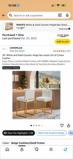 Two bar stools $20