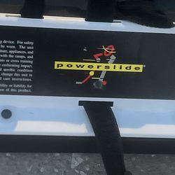 8' Powerslide Slide Board lateral exercise trainer with booties. Pre owned in good condition with some cosmetic blemishes. These blemishes are in the 