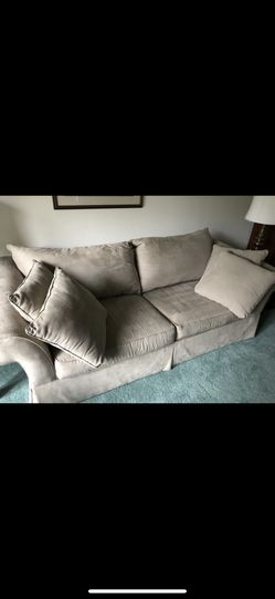 Beige Sofa with Lounge Chair and Ottoman