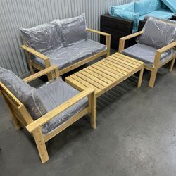 4pc Acacia Wood Outdoor Patio Furniture Set
