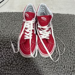 Vans Mid Top, Red, Size 7 Men 8.5 Women 