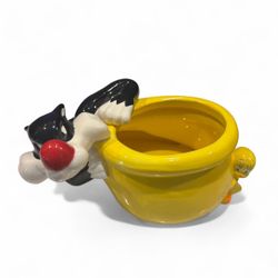 ✨ VINTAGE SYLVESTER & TWEETY BIRD FLOWER POT CERAMIC✨