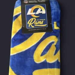 Official NFL LA RAMS Royal Plush Throw Blanket