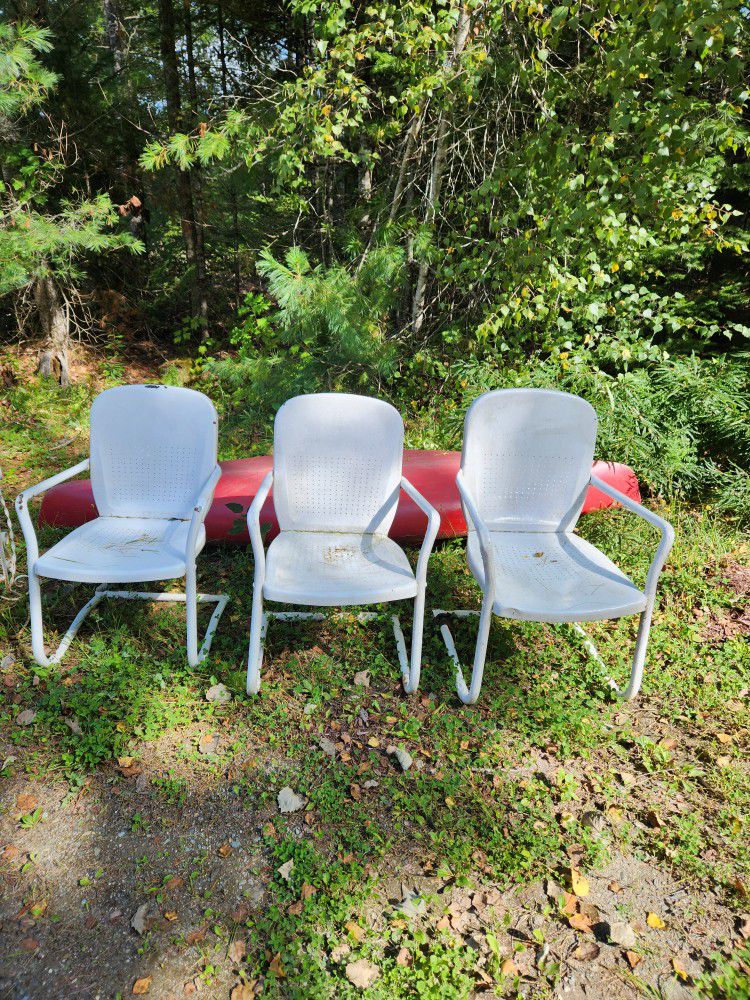 Three Vintage Metal Garden Chairs