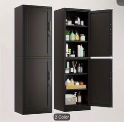 67” Black Lockable Metal Storage Cabinet