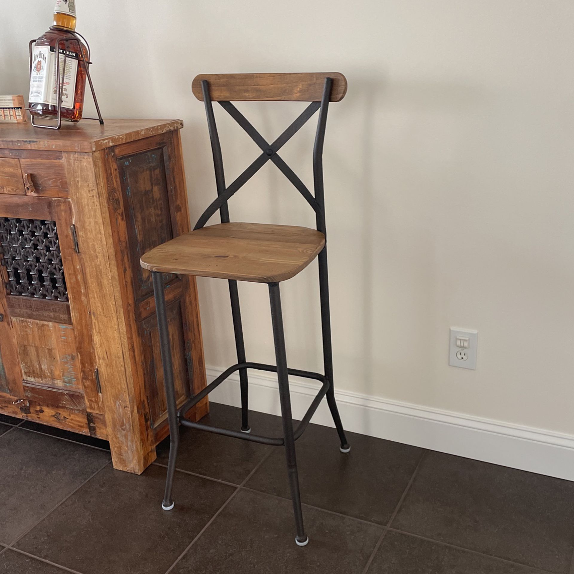 Reclaimed, Wood, And Iron Bar Stool