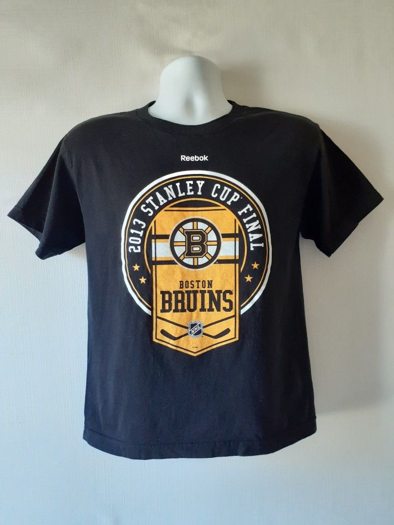 Reebok Boston Bruins 2013 Stanley Cup finals boy's black t-shirt size L