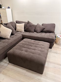 Oversized Dark Gray Sectional Sofa with Ottoman – Very Comfortable