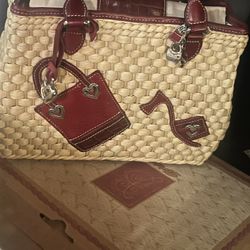 Vintage Brighton Straw Purse Red  High Heel 