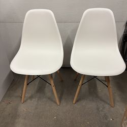 New Set of 2 White Dining Side Chairs