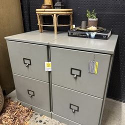 Gray Wood Two Drawer Filing Cabinet Side Table (EUD32F) SOLD SEPARATELY 