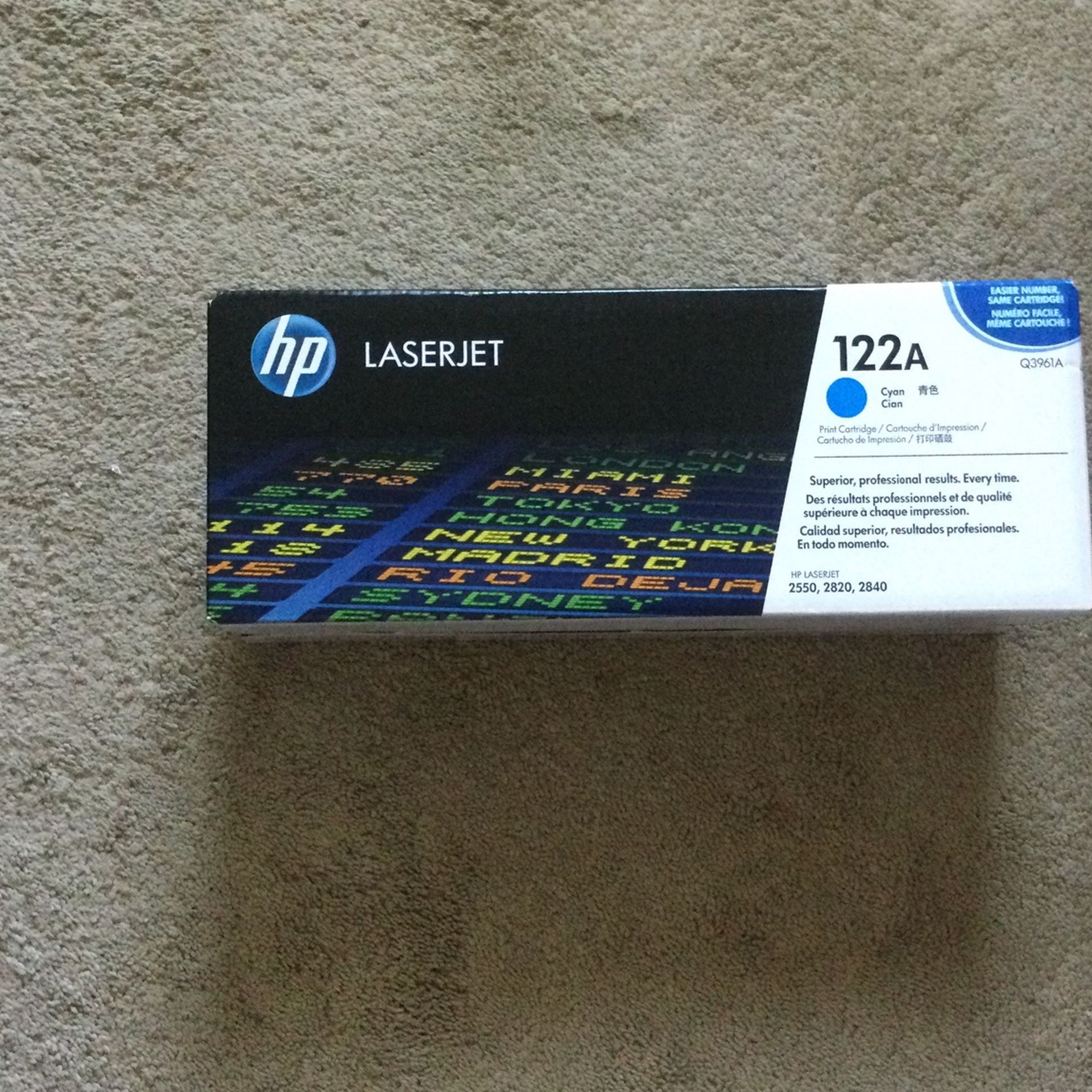 NEW -HP LaserJet 122A Cyan Printer Cartridge Q3961A For 2550, 2820, 2840 HP LaserJet Printers