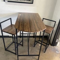 3-piece Rectangular Dark Antique Oak Wood Bar Table