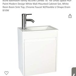 Bathroom Vanity W/Sink Combo 16” for Small Space
