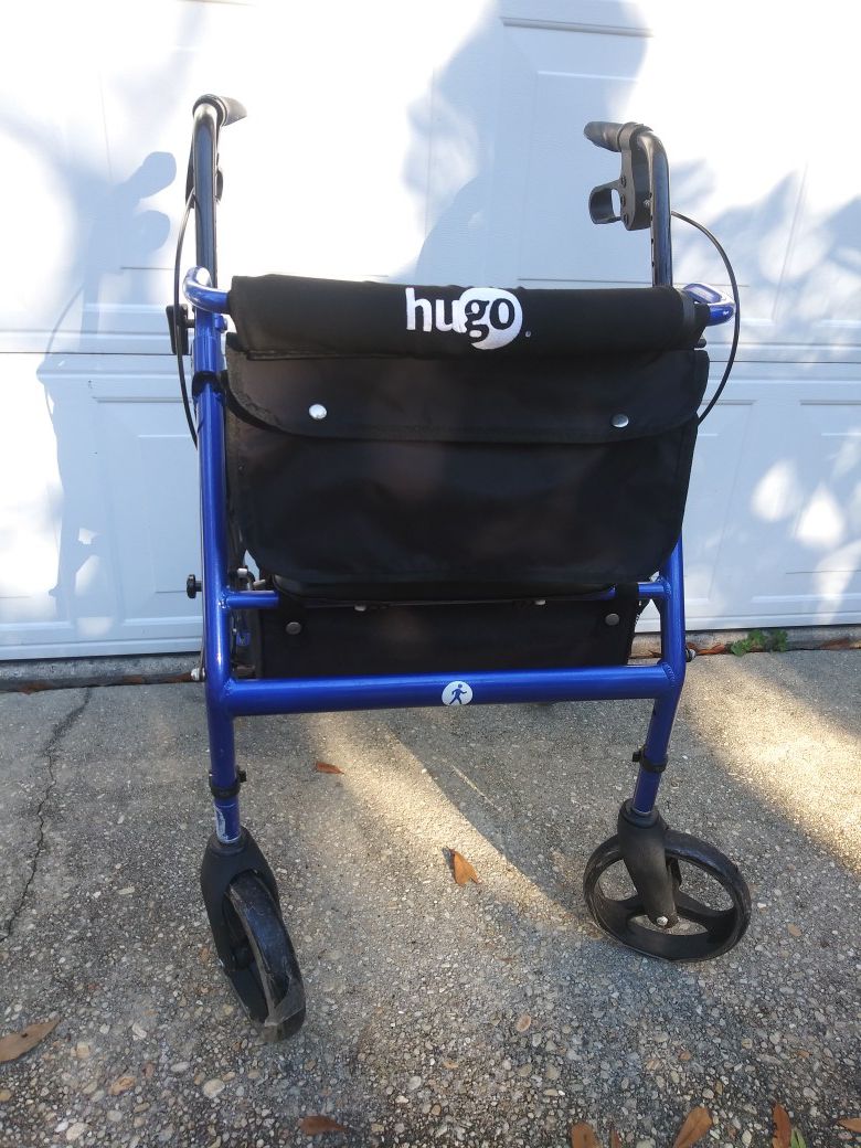 Hugo Elite Rollator Walker with Seat, Backrest and Saddle Bag, Blue