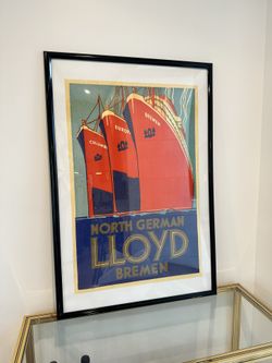 Vintage North German Lloyd Bremen Travel Poster - Art Deco Archival Print - 24x36"