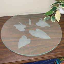 Hawaiian Etched Glass Anthurium Tray