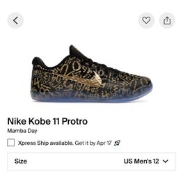 Nike Kobe 11 Protro “Mamba Day” Size 12