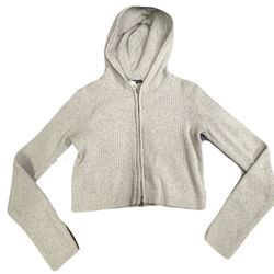Grey Brandy Melville Cropped Zip Up Size XS