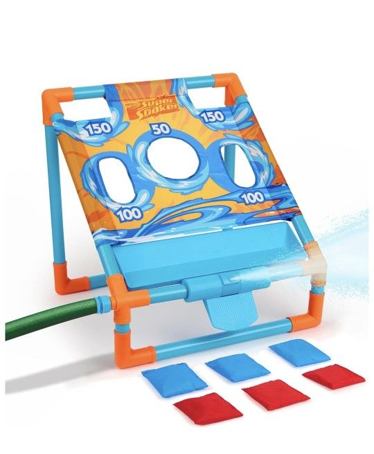 Nerf Super Soaker Toss ‘N Splash Cornhole Set – Bean Bag Toss Game for Kids with a Splashtastic Water Twist for Outdoor Fun