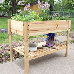 Raised Garden Bed Planter Box with Shelf