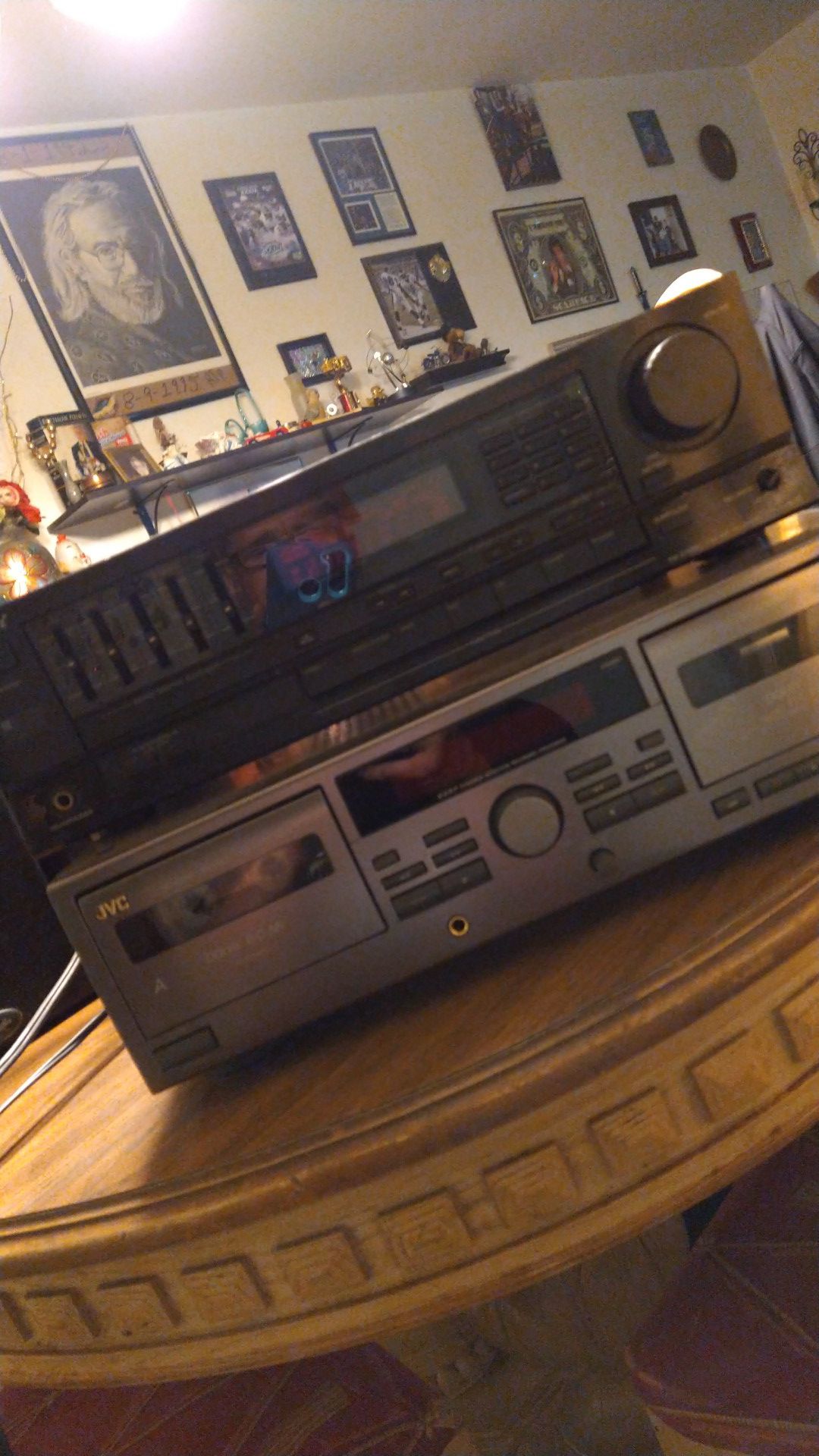 Sony receiver,jvc tape deck with 2 polk audio speakers!!