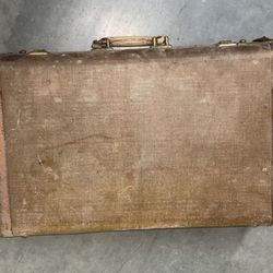 Vtg Tweed Large Suitcase From 1940’s-50s