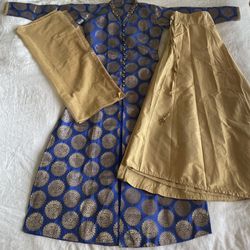 Indian Blue Gold Lehenga Set