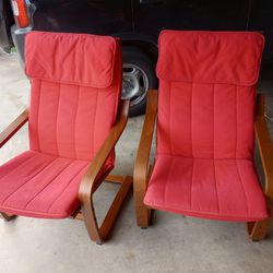 Ikea Poang Chair Red Cushions