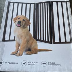 Indoor Pet Gate - 3-Panel Folding Dog Gate for Stairs or Doorways - 54x32-Inch Tall Freestanding Pet Fence for Cats and Dogs by PETMAKER 