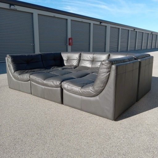Like New - Free Delivery - Chateau d'Ax Gray Leather Sectional Couch 