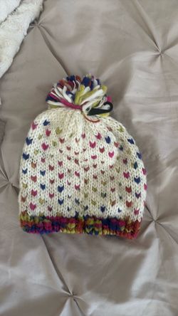 Knit Beanie with Multicolor Pom-Pom